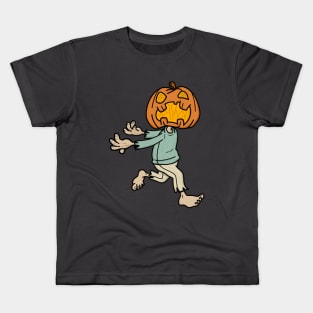 Pumpkin-headed zombie design Kids T-Shirt